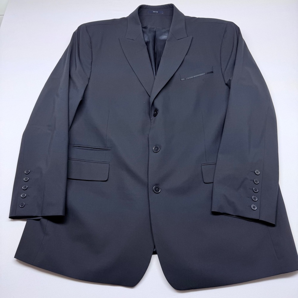 🟡 Lands End Delta Collection Mens Dark Navy Blue 3 Button Blazer Jacket Size 48